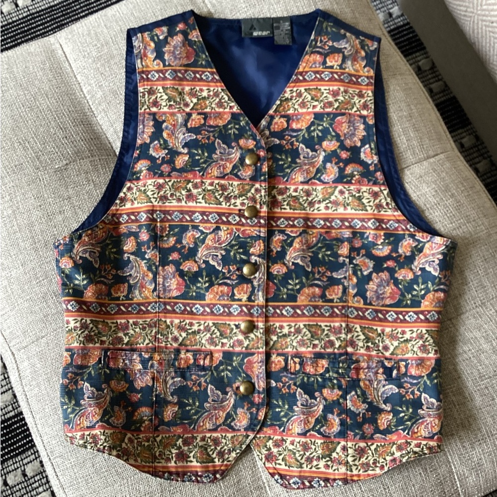 Vintage LizWear Tapestry Floral Vest, Size S